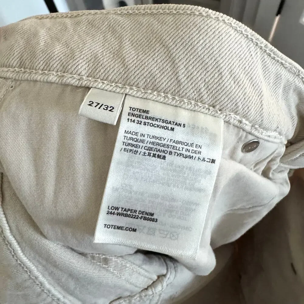 Toteme Cotton Organic Low Taper Slim Leg Smoke Grey Denim Jeans 27 NEW Tan Pants - Picture 7 of 7